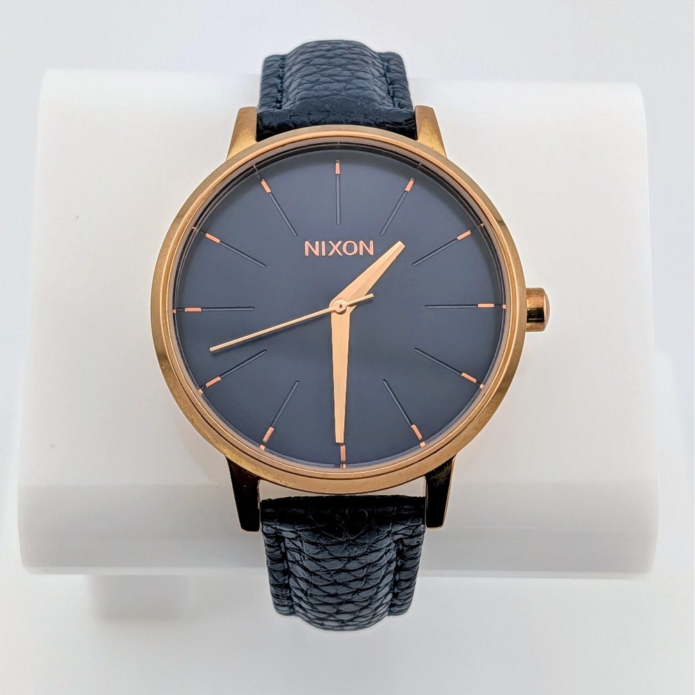 Nixon Kensington F17 Rose Gold Navy Sunburst Dial Women's Watch New Strap 37mm